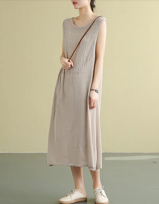 Sleeveless Summer Cotton  Women loose Dresses DZA05141