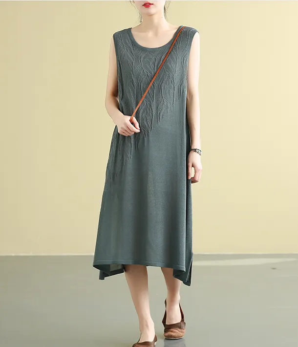 Sleeveless Summer Cotton  Women loose Dresses DZA05141