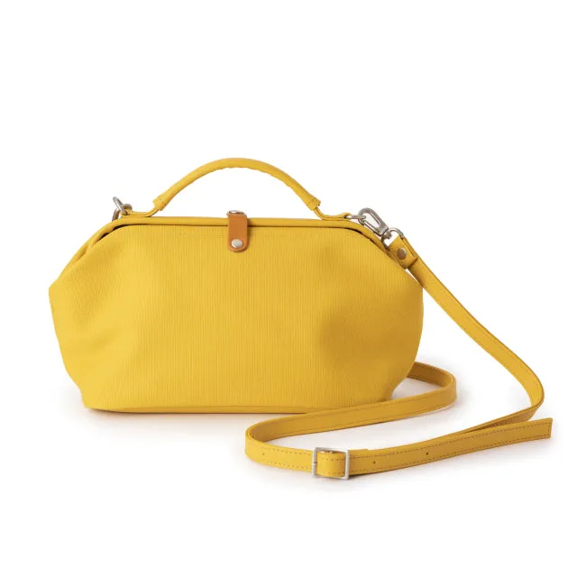 Small 2WAY handbag/shoulder Bag - Doctors Bag Design / Mustard Yellow -