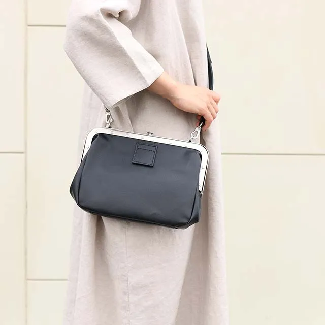 Small Leather Shoulder Bag - Train Conductors Bag Design / Black -, Cross Body Bag