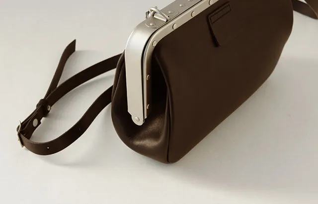 Small Leather Shoulder Bag - Train Conductors Bag Design / Black -, Cross Body Bag