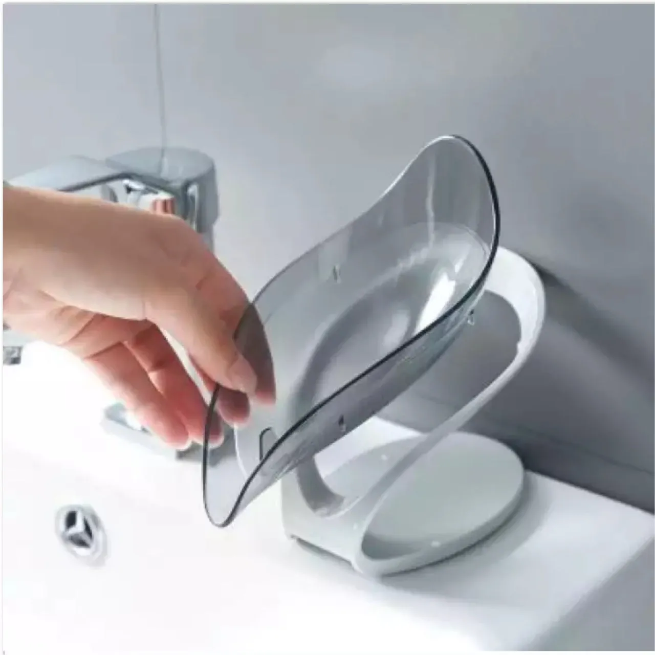 Smart, stylish and high quality leaf shape bathroom and kitchen household essentials self adhesive soap Holder, Soap Dispenser