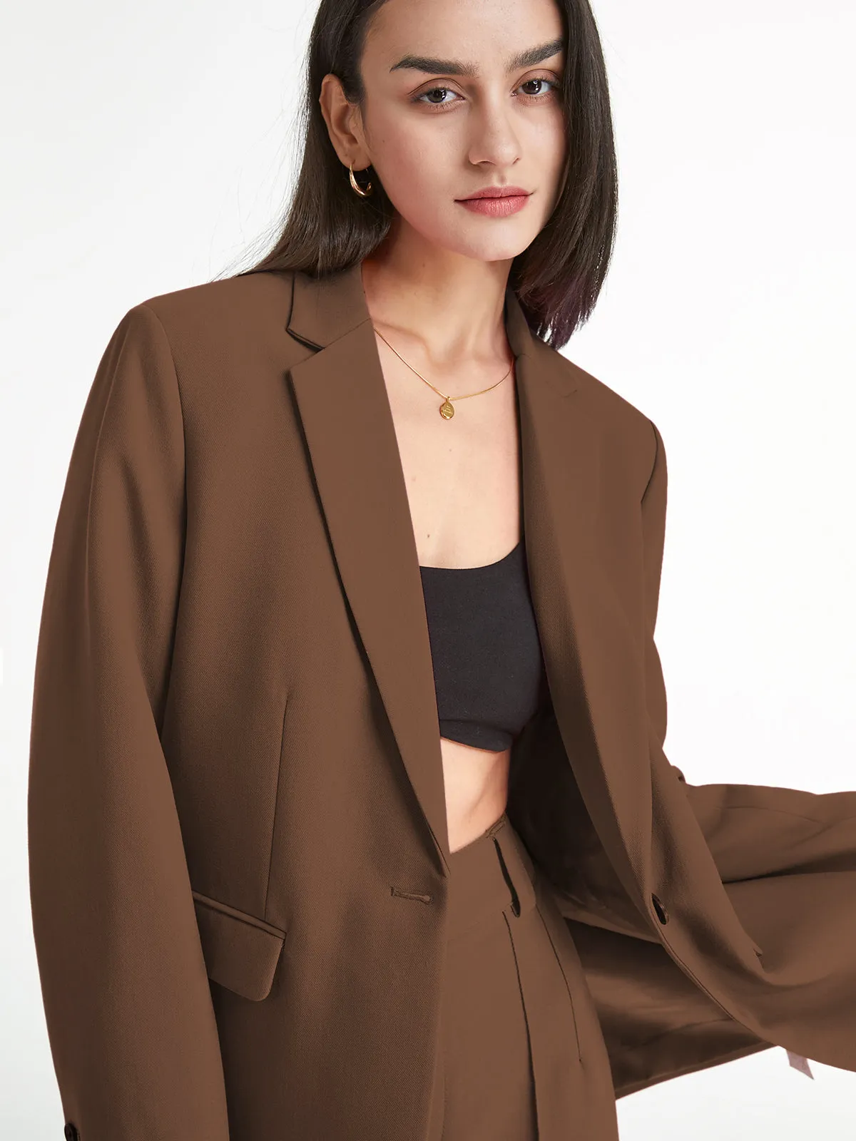 Solid Colored Graceful Essential Blazer