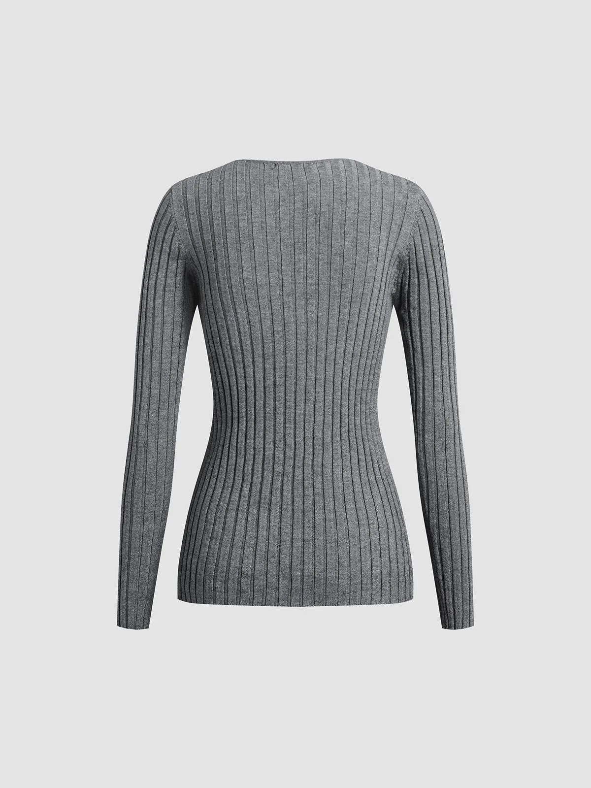 Solid Textured Graceful V-neck Knit Top