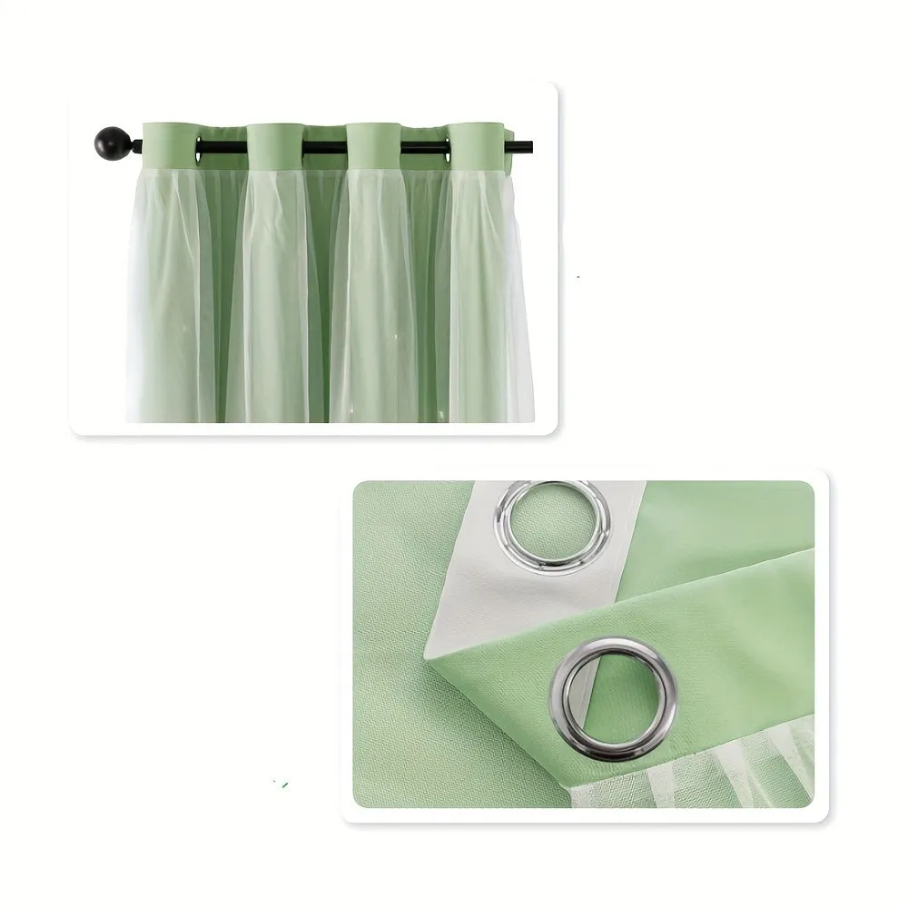 Stars Curtains Blackout Curtains for Bedroom Double Layer Curtains Curtains Cute Curtains Blackout Curtains, Curtains 84 Inches Long 2 Panel, Green Curtains, 42 X 84 Inches