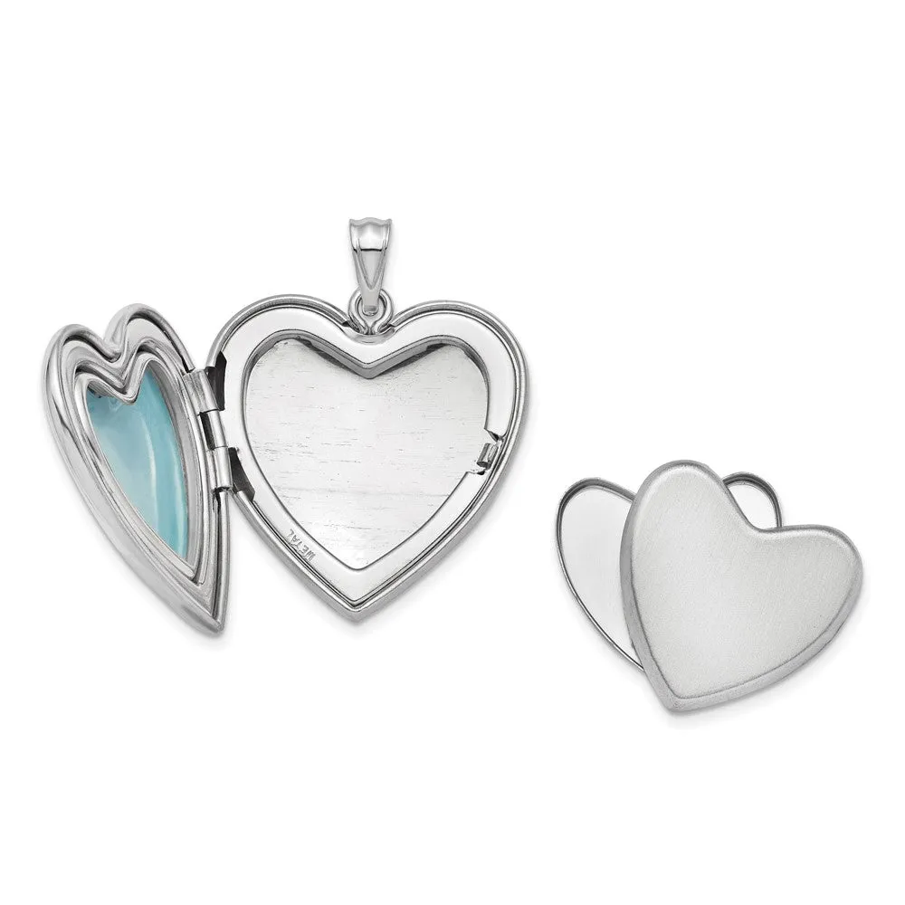 Sterling Silver Satin/Pol Paw Prints Ash Holder Heart Locket - Pet Memorial Keepsake Jewelry