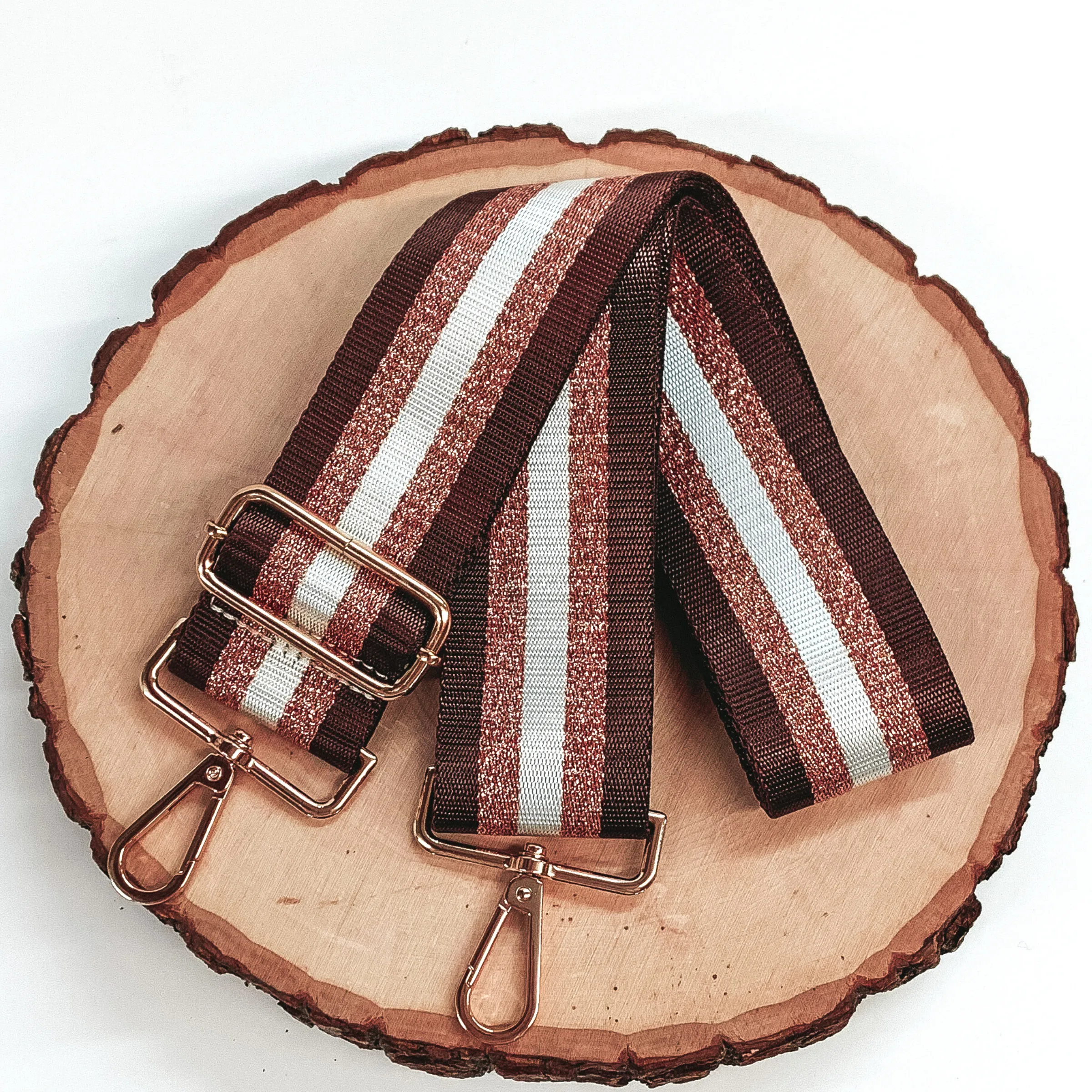 Striped Adjustable Purse Strap in Brown