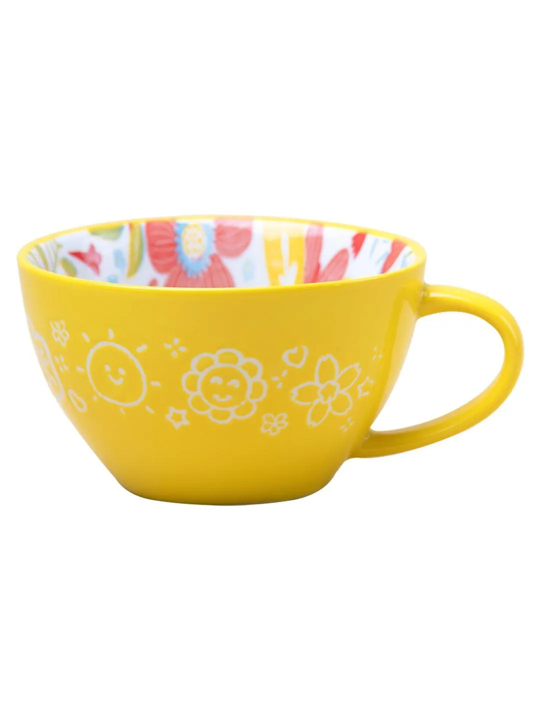 Stylish Ceramic Cup - Yellow, 400ml