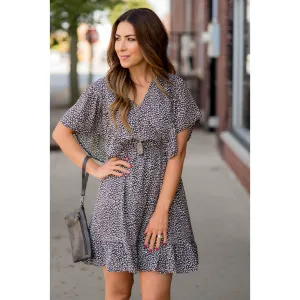 Stylish Cheetah Flitter Sleeve Dress