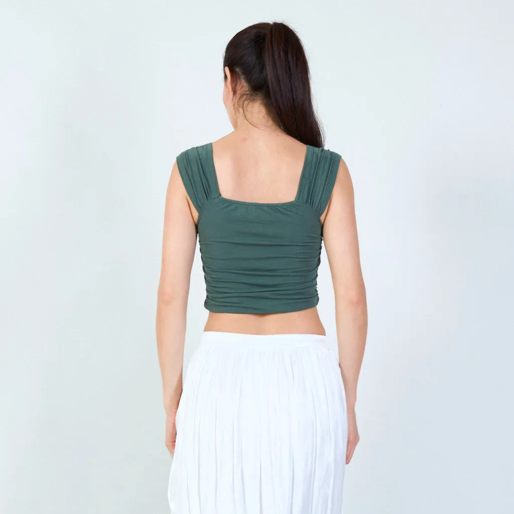 Stylish ruched sleeveless top wholesale