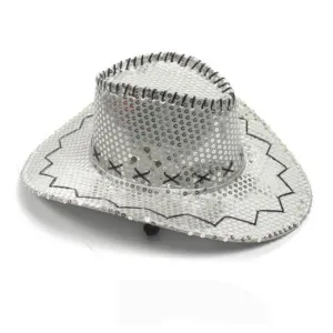 Stylish Silver Sequin Cowboy Hat