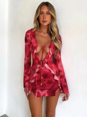 Summer Print Graceful Mini Dress