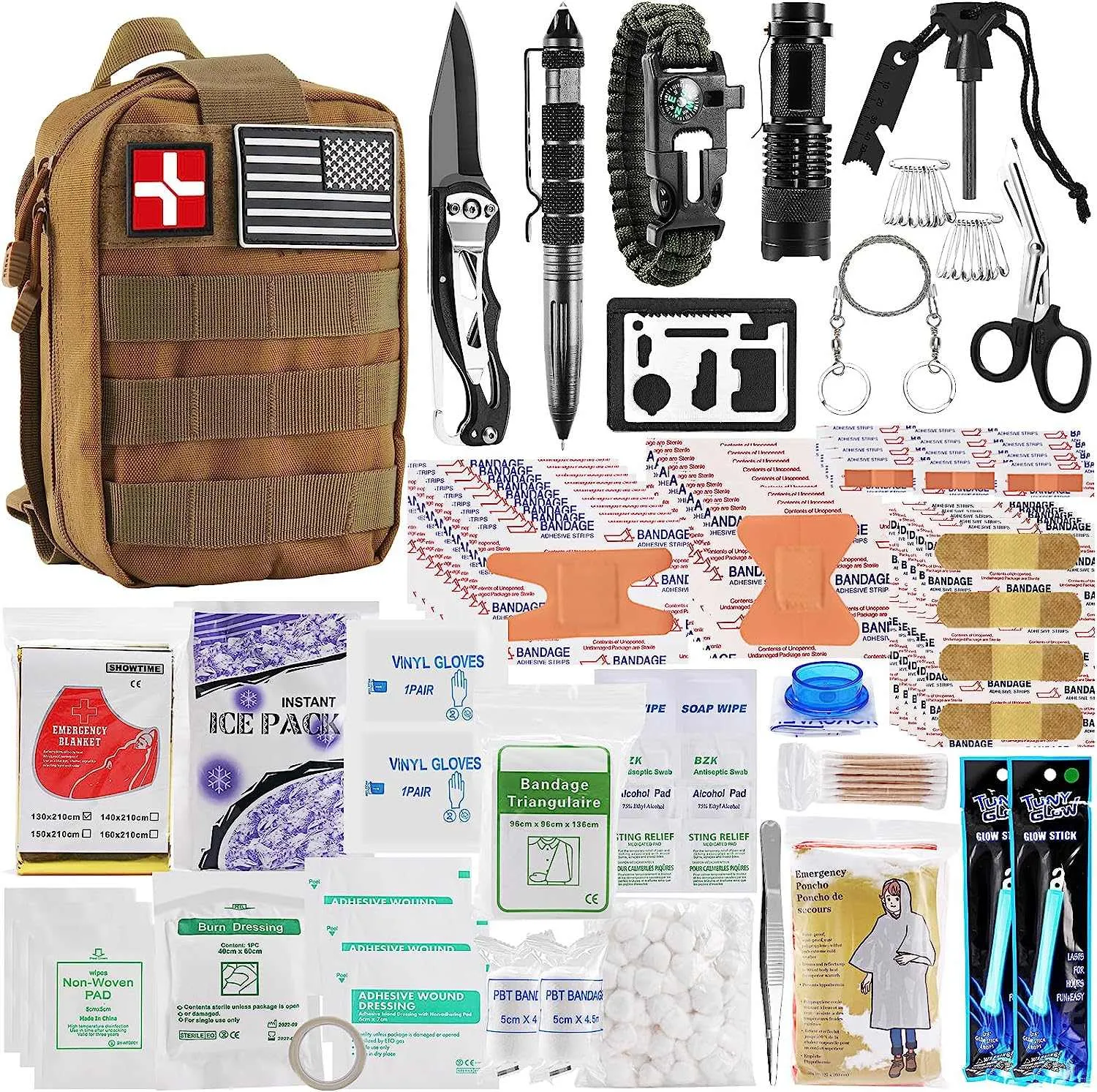 Survival First Aid Kit, Molle Medical Pouch 282PCS