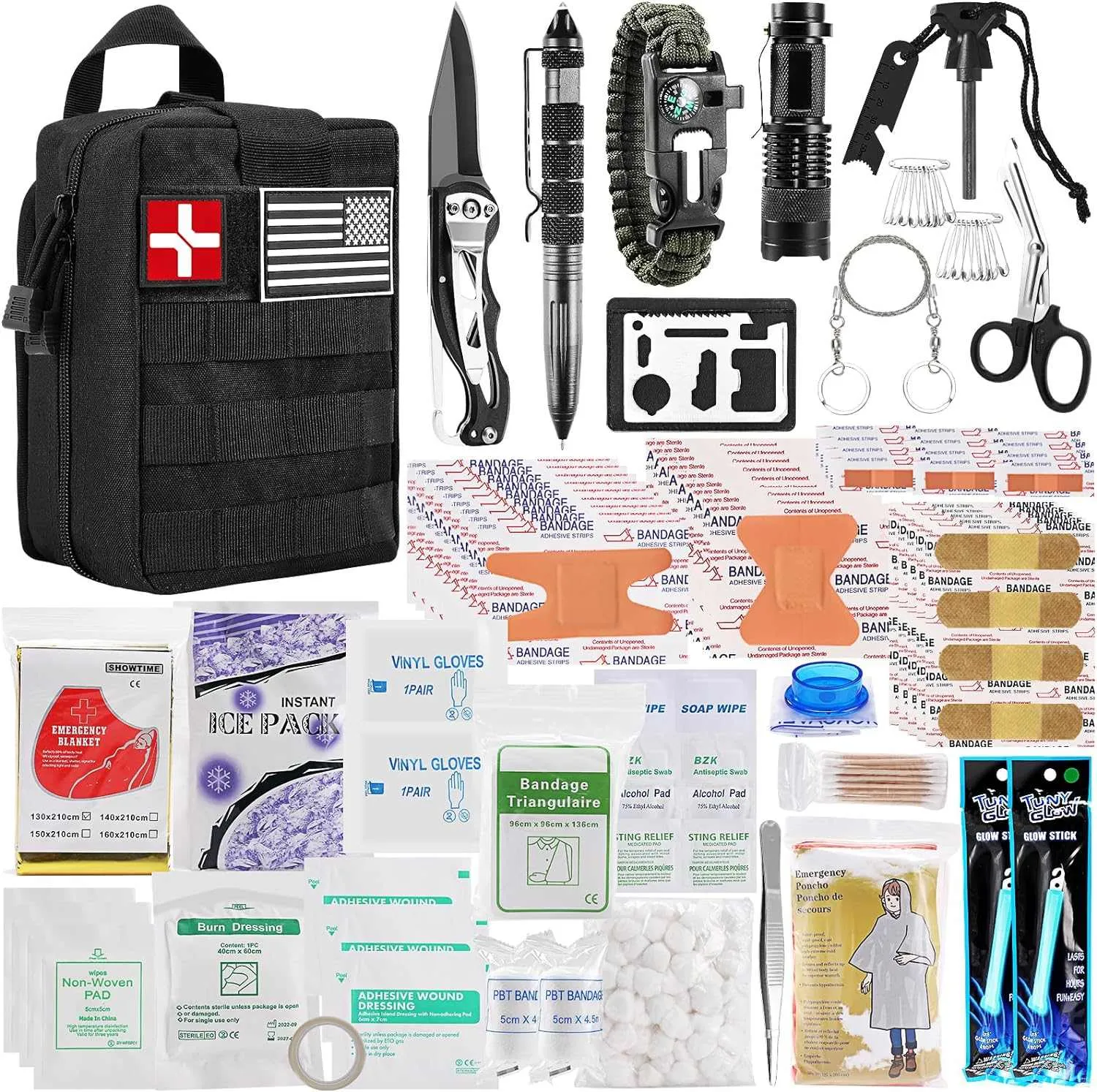 Survival First Aid Kit, Molle Medical Pouch 282PCS