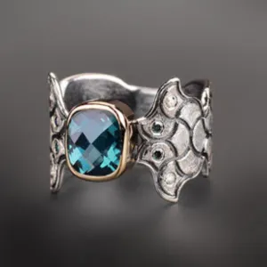 Swiss Blue Topaz A Mermaid's Tale/Tail Ring by Margisa