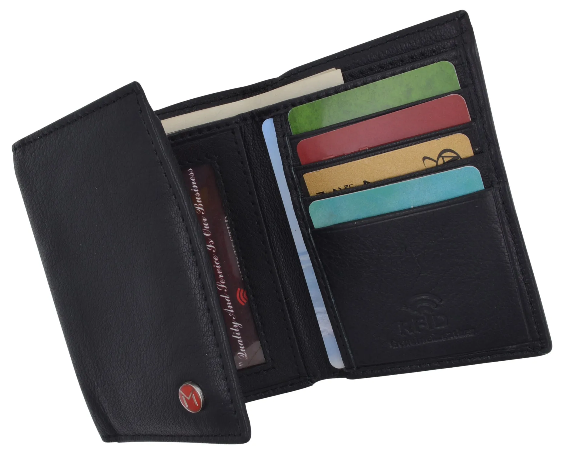 Swiss Marshall Mens Trifold Wallet RFID Blocking Genuine Leather Bifold ID Window