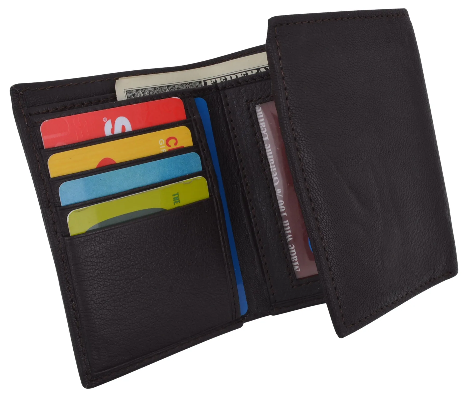 Swiss Marshall Mens Trifold Wallet RFID Blocking Genuine Leather Bifold ID Window