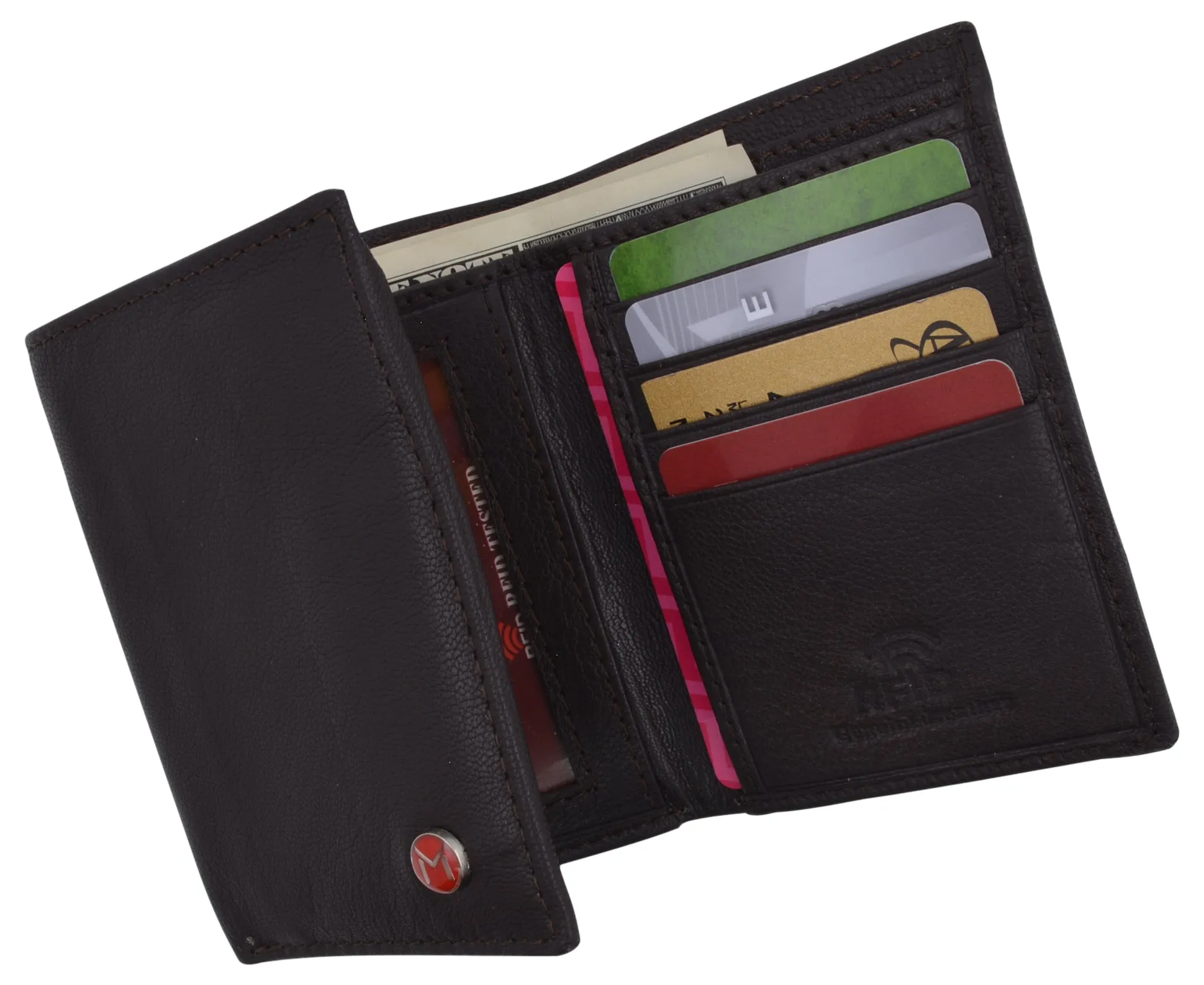 Swiss Marshall Mens Trifold Wallet RFID Blocking Genuine Leather Bifold ID Window