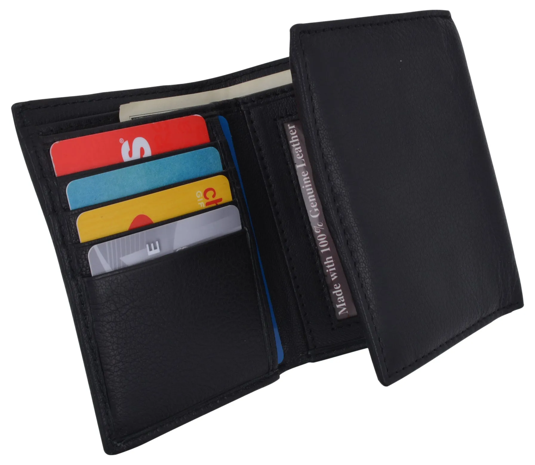 Swiss Marshall Mens Trifold Wallet RFID Blocking Genuine Leather Bifold ID Window