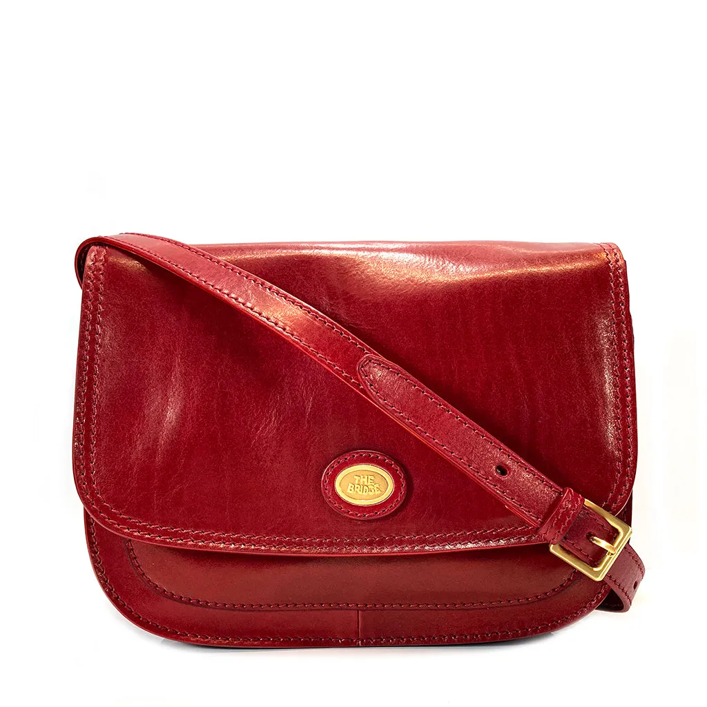 The Bridge Leather Saddle Bag - Red - Style: 04415201