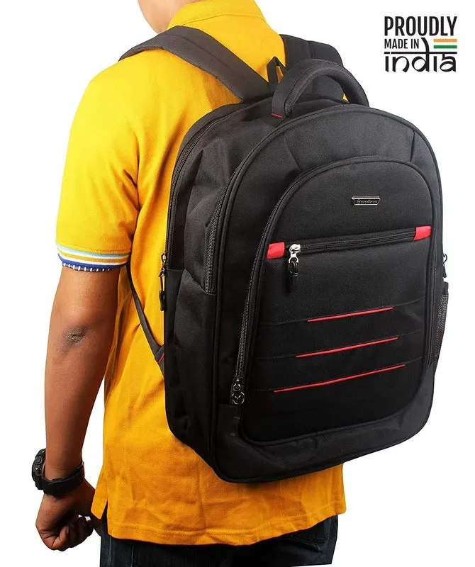 THE CLOWNFISH Finisher 27 Litre Black School Backpack - Water Resistant | 3 Compartments | Black