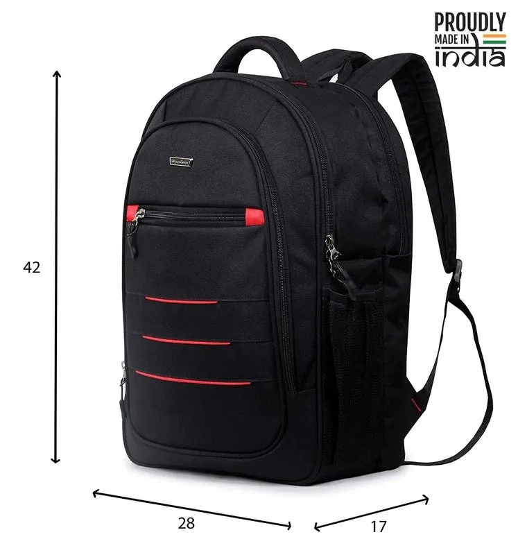 THE CLOWNFISH Finisher 27 Litre Black School Backpack - Water Resistant | 3 Compartments | Black