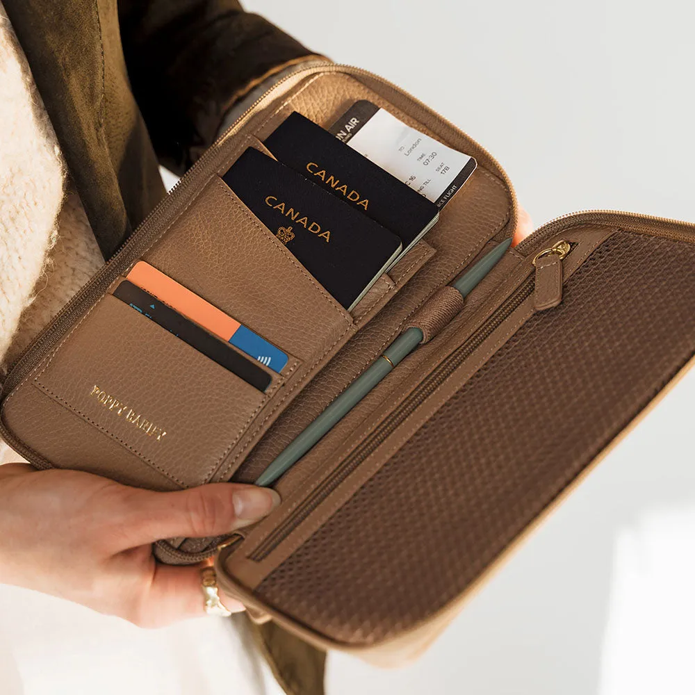 The Flying Solo Passport Holder Biscotti Micro Pebble