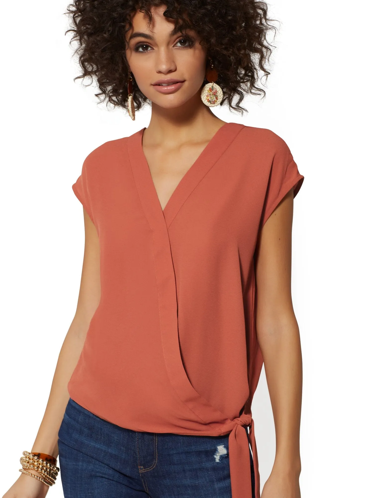 Tie-Front Wrap Blouse - Soho Soft Shirt