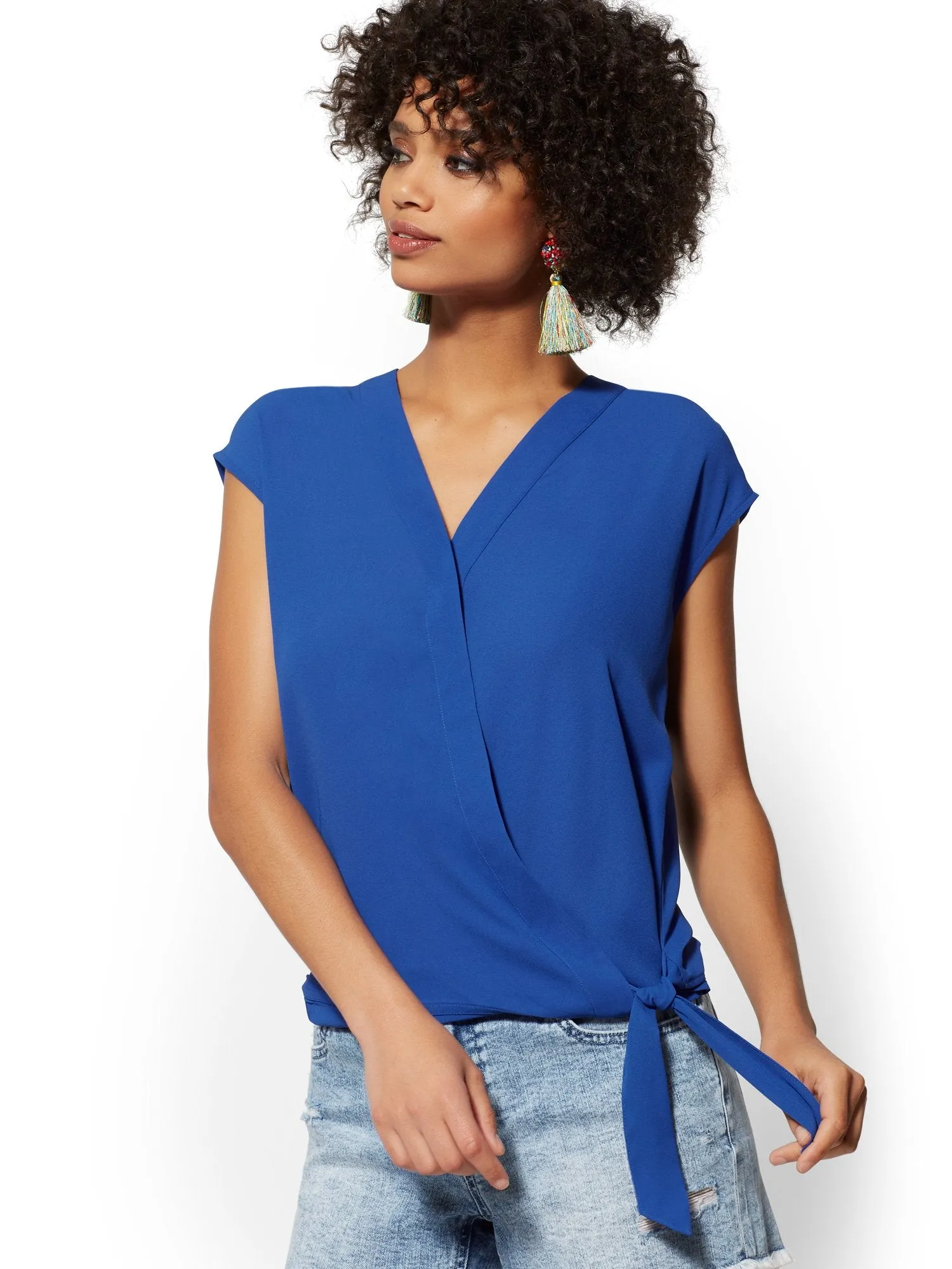 Tie-Front Wrap Blouse - Soho Soft Shirt