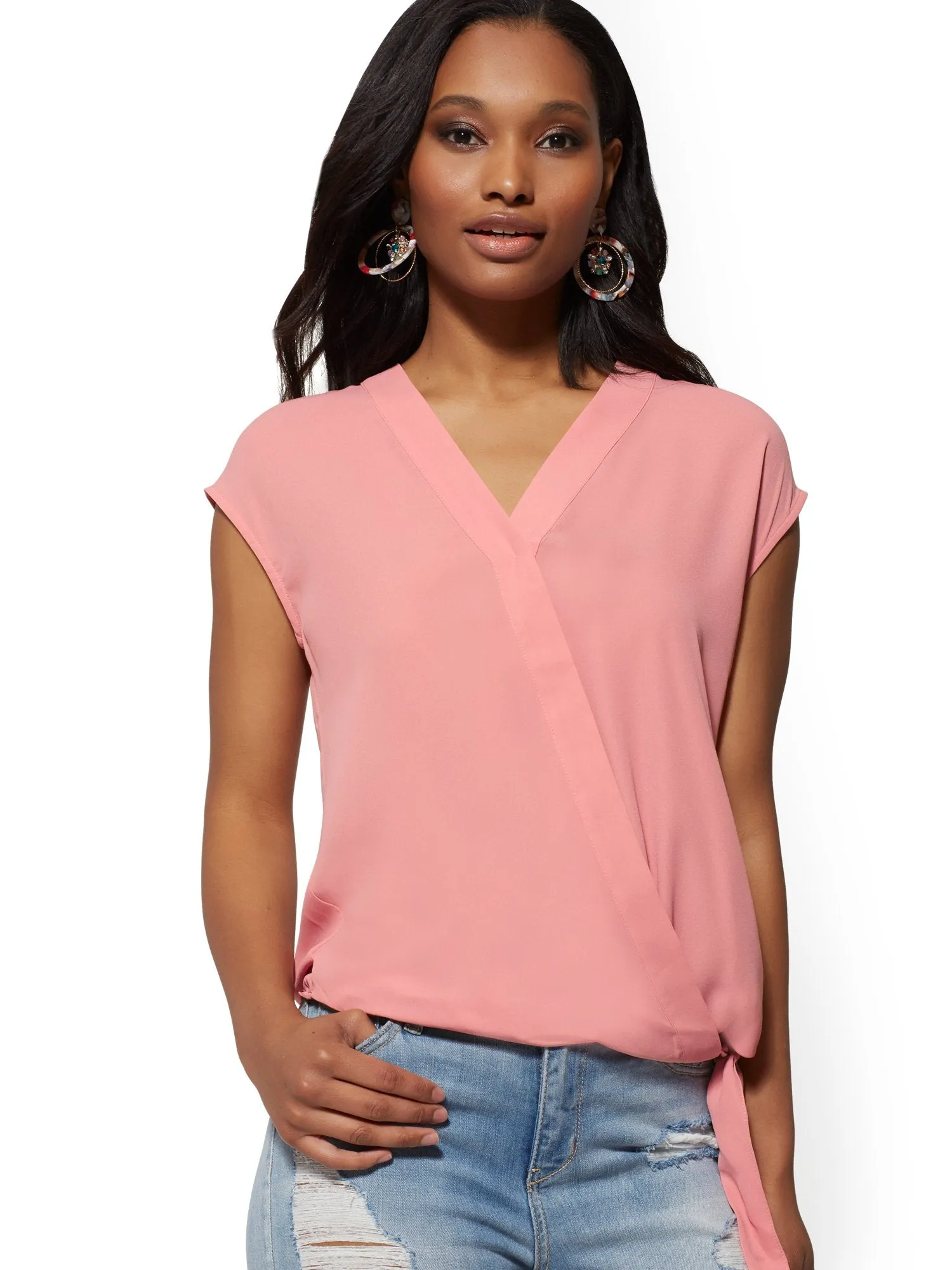 Tie-Front Wrap Blouse - Soho Soft Shirt