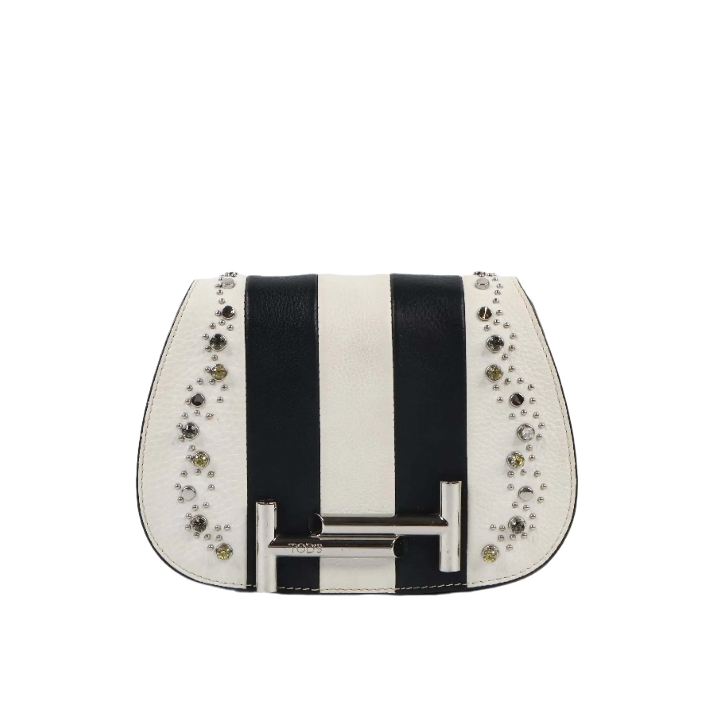 Tod's Flap Bag Black White Crystal