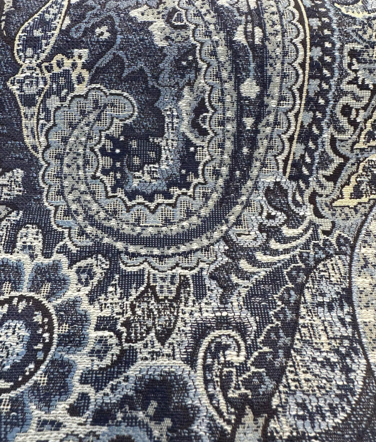 Truman Paisley Jacquard Blue Indigo Upholstery Drapery Fabric By The Yard