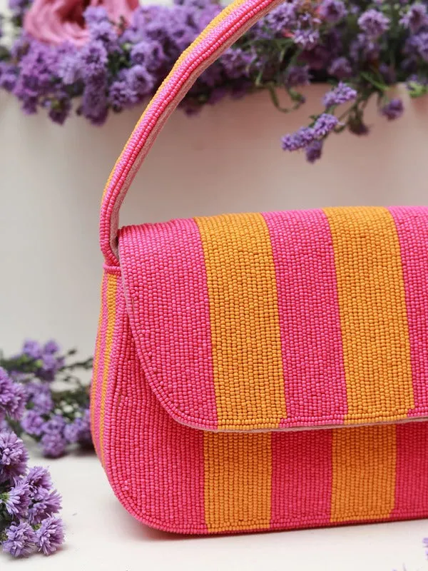 Tulip Orange Pink Baguette Bag with Handle