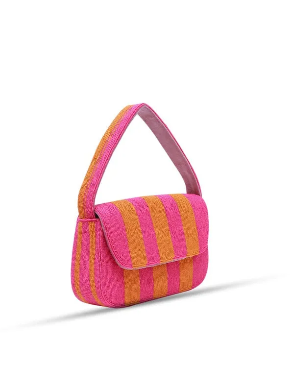 Tulip Orange Pink Baguette Bag with Handle