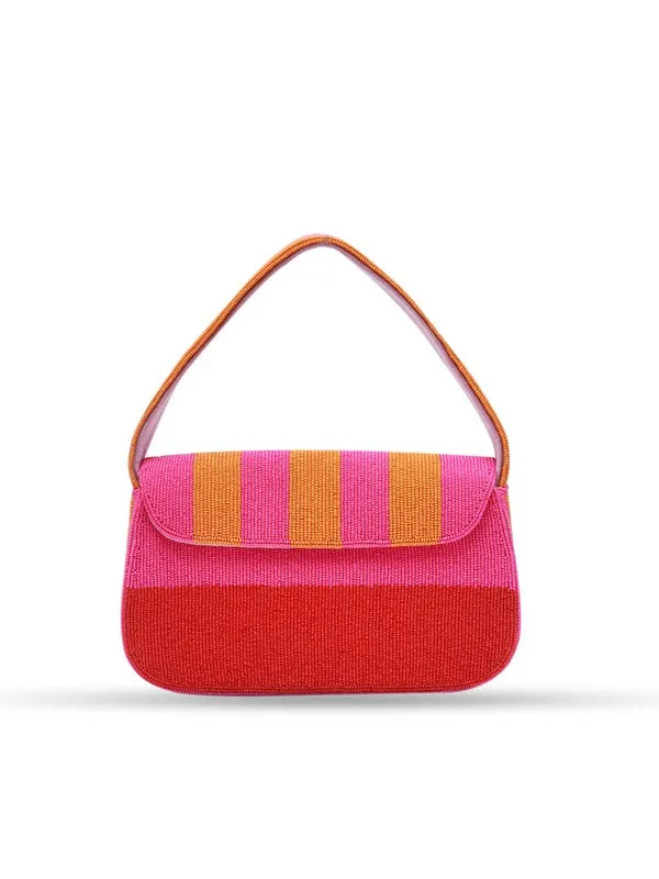 Tulip Orange Pink Baguette Bag with Handle