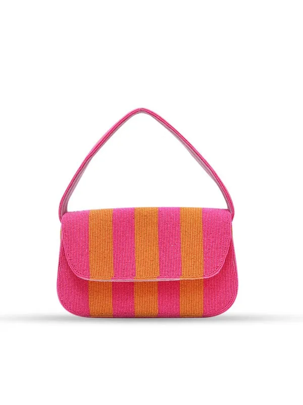 Tulip Orange Pink Baguette Bag with Handle