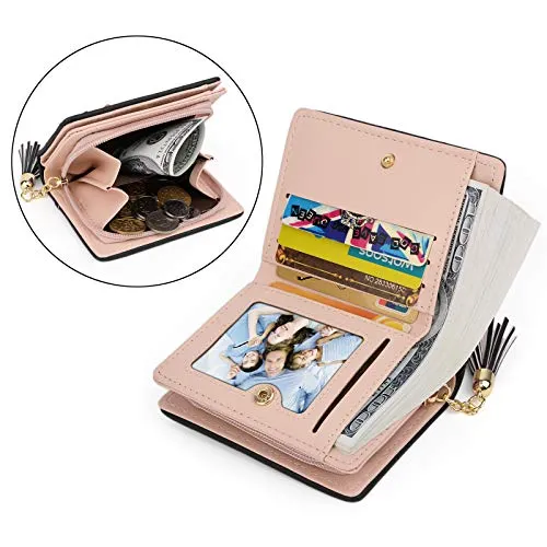 UTO Women PU Leather Small Wallet Cat Pendant Card Phone Holder Zipper Coin Purse Zoey Black