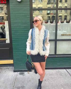 Vintage Denim Stylish & Fur Vest