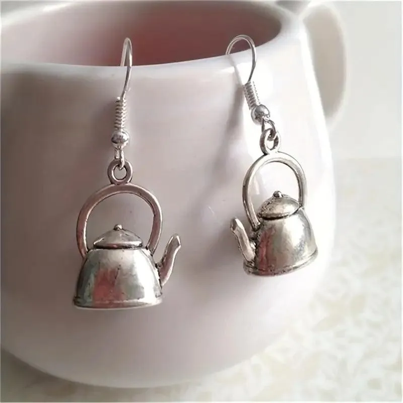 Vintage Teapot Shaped Ear Hook Earrings