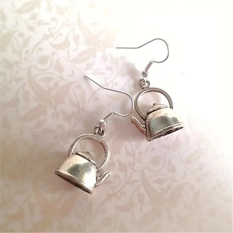 Vintage Teapot Shaped Ear Hook Earrings