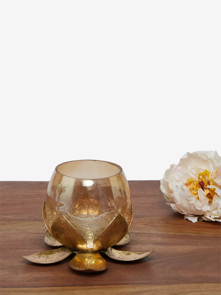 Westside Home Gold Lotus Candle Stand