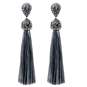 Womens Long Tassel Handmade Bohemian Crystal Dangle Drop Hanging Earrings