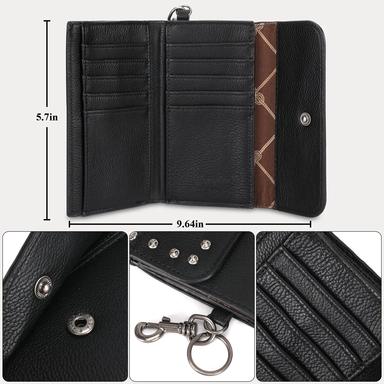 Wrangler Studded Accents Tri-fold Key-Chain Wallet