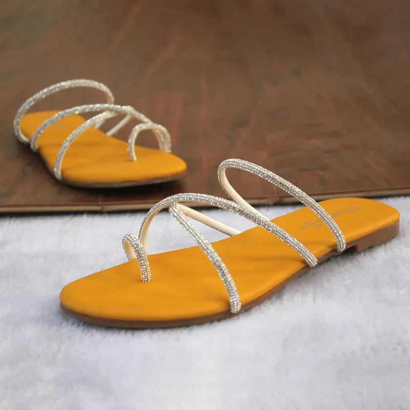 Yellow Fancy & Stylish Slippers For Women