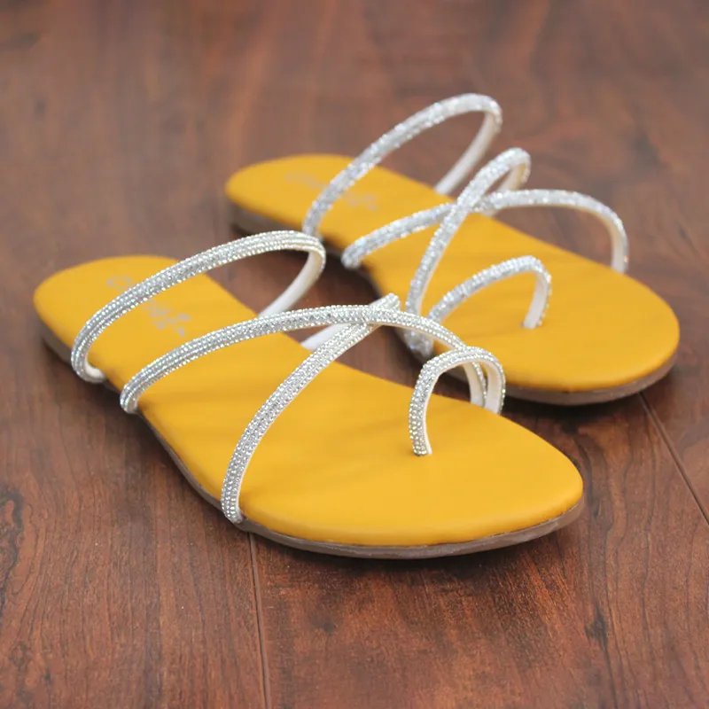 Yellow Fancy & Stylish Slippers For Women