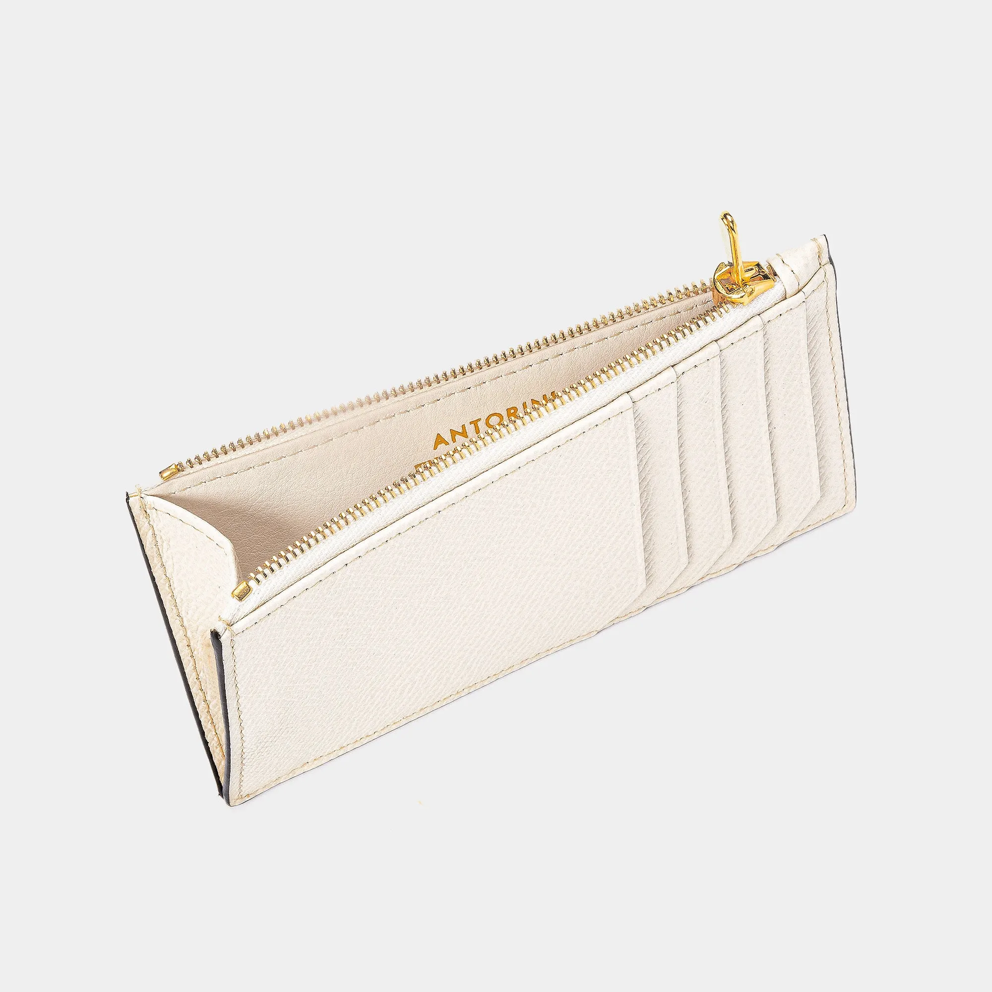 Zipped Coin Purse & Card Holder, Ivory Gitti Leather