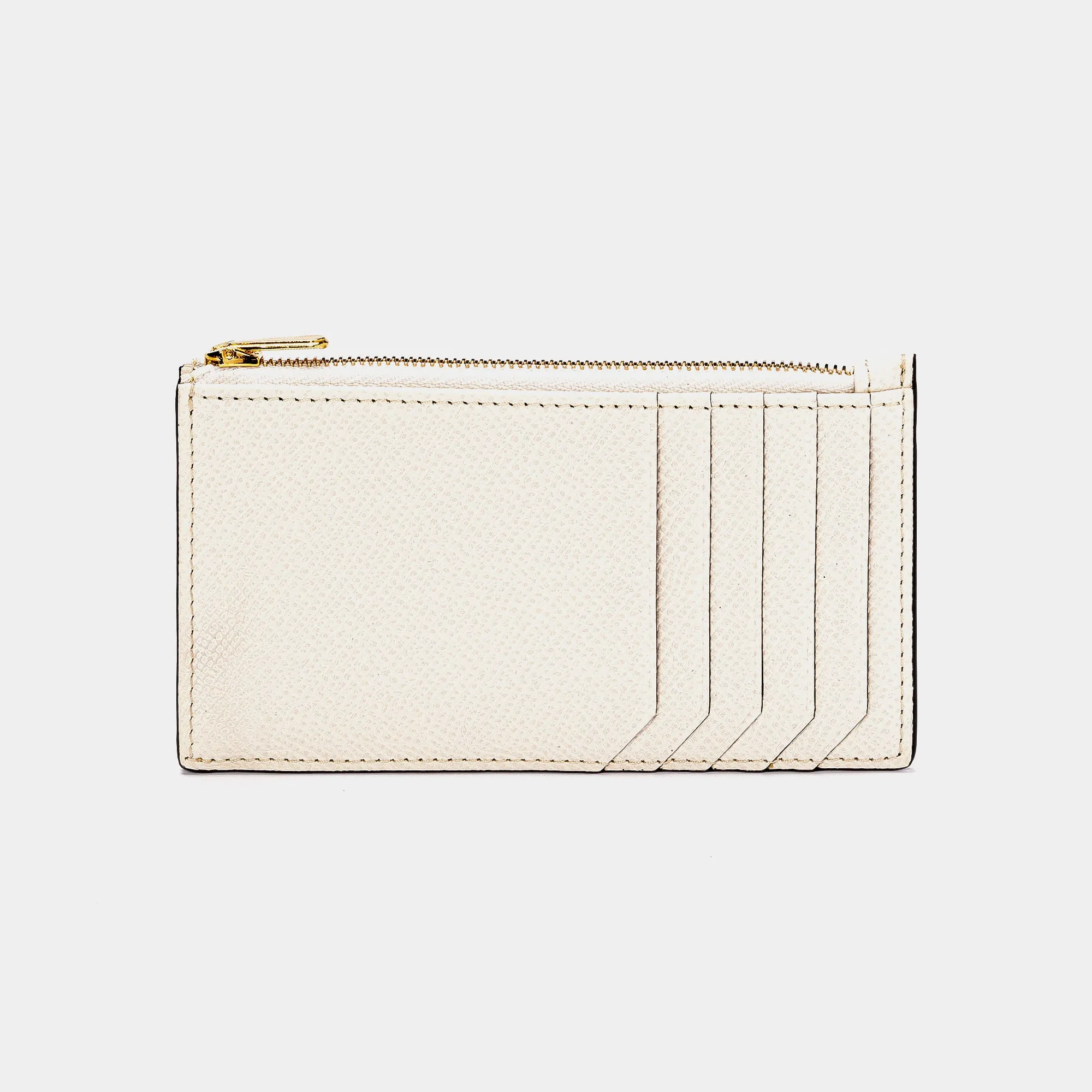 Zipped Coin Purse & Card Holder, Ivory Gitti Leather