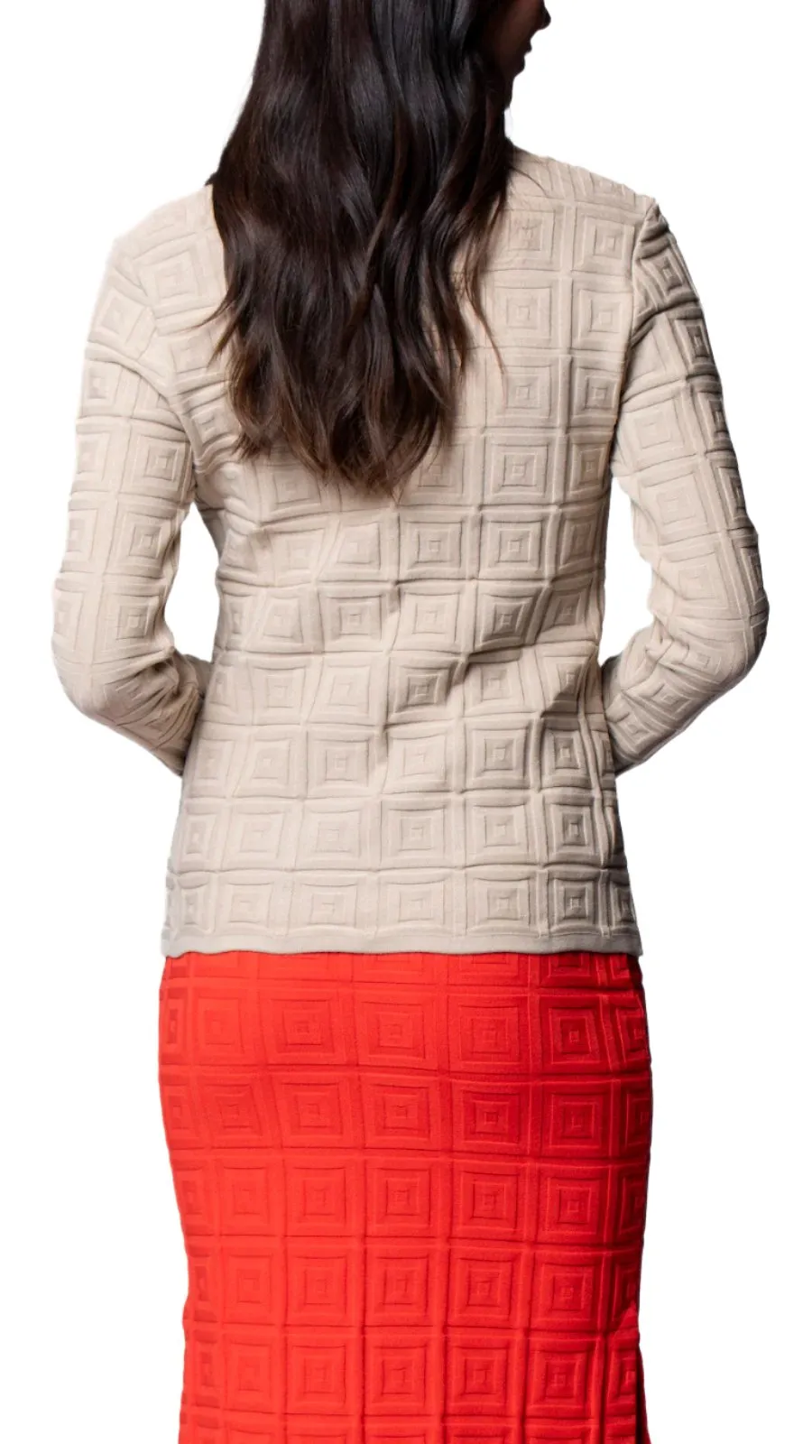 Zoe Square-Detail Knit Jacket - Warm Beige